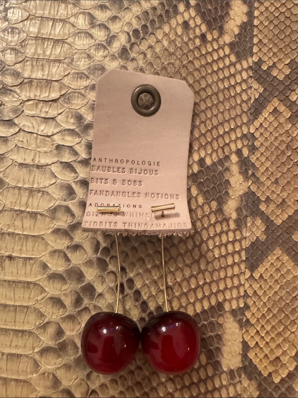 Anthropologie Dark Red Cherry Drop Earrings